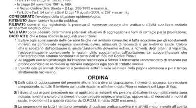 Ordinanza Comune di Caprarola n.6 19/03/2020