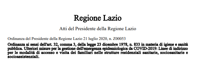 Regione Lazio_Ordinanza Z00053 del 21/07/2020