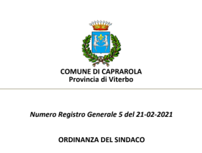 Comune di Caprarola_Ordinanza 21/02/2021