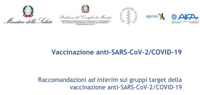 Raccomandazioni ad interim sui gruppi target della vaccinazione anti-SARS-CoV-2/COVID-19